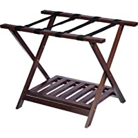 Amazon Basics – Caballete plegable de madera para equipaje con estante- color marrón Espresso- peso 3-18 kg